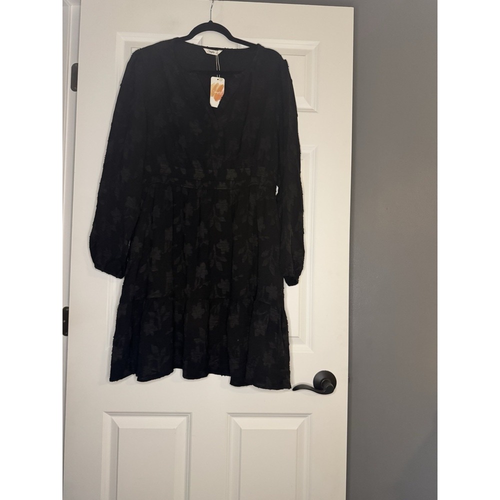 Simplee Long Sleeve Floral Burnout Mini Dress Xl Nwt